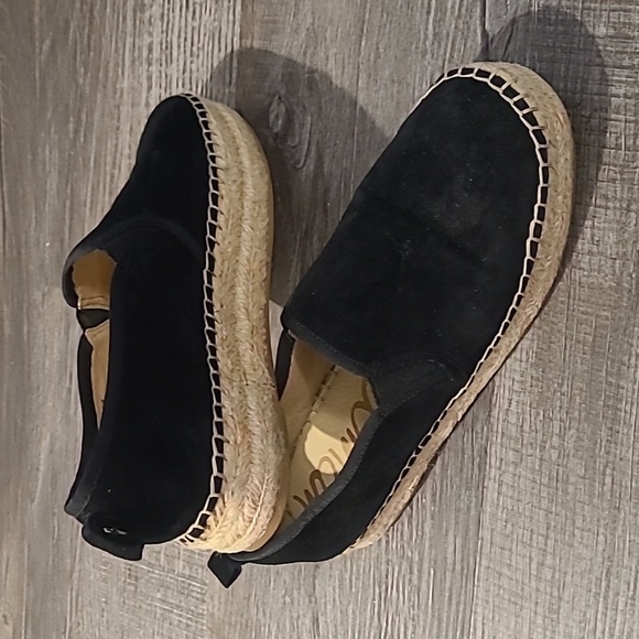GUC Sam Edelman Carrin Espadrille Straw Black Suede Slip-ons Women's Sz 8.5M - Picture 1 of 1